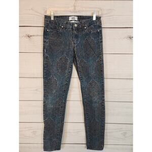 Paige Women's Blue Paisley Low Rise Cotton‎ Verdugo Ultra Skinny Jeans Size 27